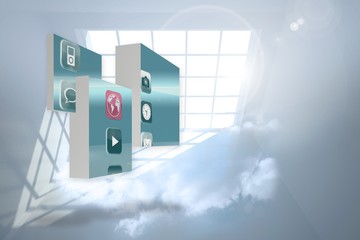 Poster - Composite image of apps on abstract screen