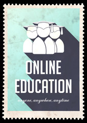 Wall Mural - Online Education on Light Blue in Flat Design.