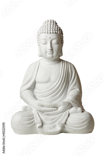 Fotografia Statue of Buddha in lotus position, isolated on white