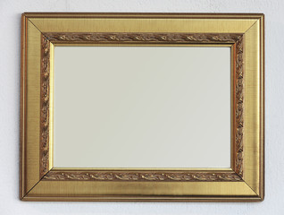 golden picture frame isolated on white background