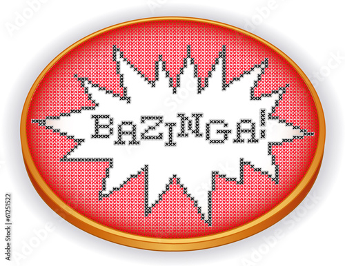 Fotografía Bazinga Embroidery, fun cross stitch design on retro sewing hoop