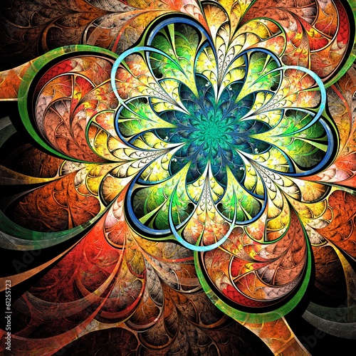 Obraz w ramie Colorful fractal flower, digital artwork