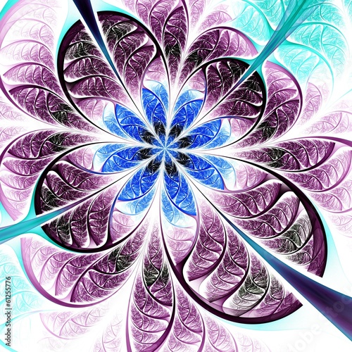 Fototapeta na wymiar Blue and pink fractal flower