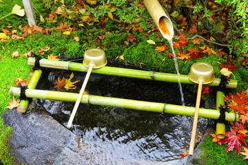 Canvas Print - Water fountain in Japan temple