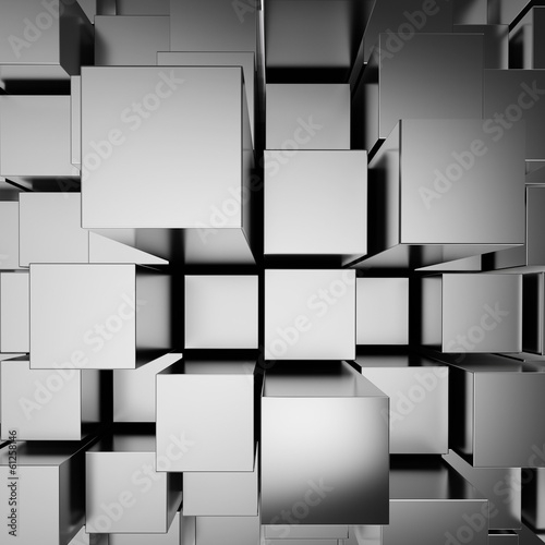 Naklejka na szybę 3d abstract chrome blocks background