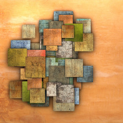 Wall Mural - fragmented multiple color square tile grunge pattern backdrop