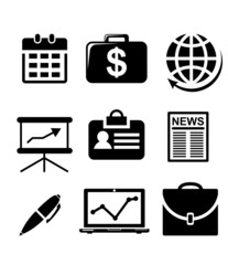 Aufkleber - Set of black and white business icons