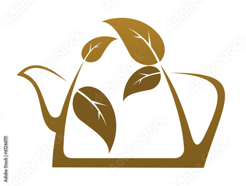 Fototapeta do kuchni Brown teapot with tea leaves