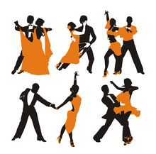 Vector Orange Background With Dancing Couple