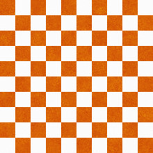 Bright Orange And White Checkers On Textured Fabric Background