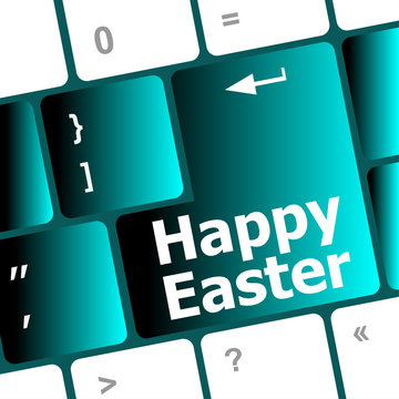 Happy Easter text button on keyboard keys