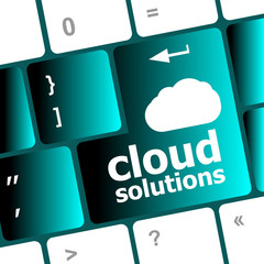Poster - cloud solution words concept on button of the keyboard
