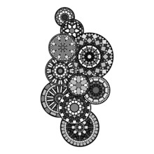 Black White Abstract Indian Floral Geometric Illustration