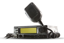 Cb Radio  Transceiver Station And Loud Speaker Holding On Air On