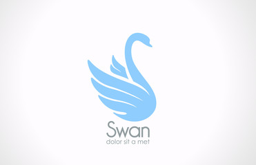 Wall Mural - Logo Swan bird silhouette vector icon. Cosmetics, Spa, Health