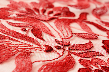Wall Mural - Red lace background