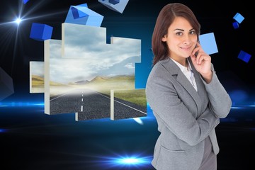Poster - Composite image of smiling thoughtful businesswoman
