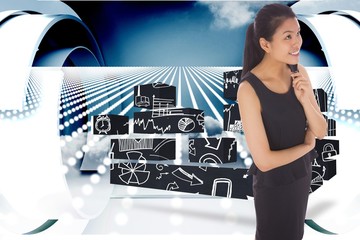 Poster - Composite image of thoughtful businesswoman
