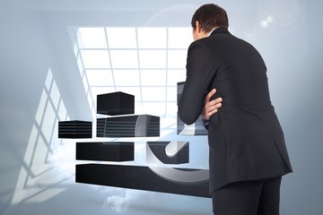 Poster - Composite image of thinking businessman