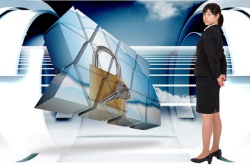 Aufkleber - Composite image of serious businesswoman