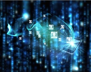 Poster - Composite image of social network background
