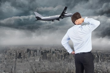 Poster - Composite image of thinking businessman scratching head
