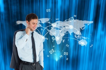 Poster - Composite image of smiling businessman holding his jacket