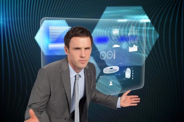 Aufkleber - Composite image of businessman posing with hands out