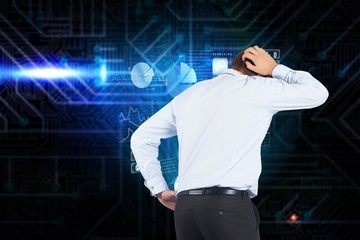 Poster - Composite image of thinking businessman scratching head
