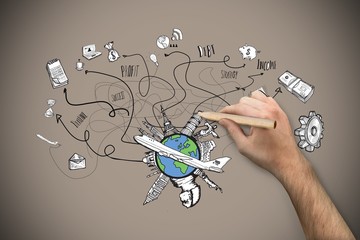 Poster - Composite image of hand holding a pencil