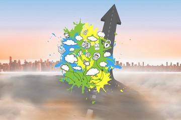 Poster - Composite image of brainstorm on paint splashes
