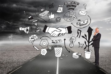 Poster - Composite image of happy businessman looking away