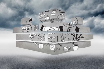 Poster - Composite image of handshake graphic on abstract screen