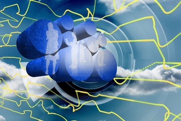Poster - Composite image of digital business people on abstract screen