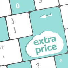 Poster - extra price word key or keyboard, discount concept