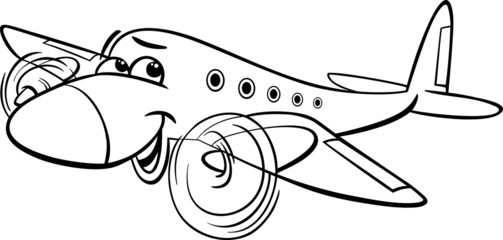 Sticker - air plane cartoon coloring page