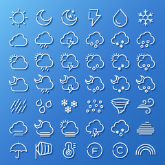 Wall Mural - weather line icon set