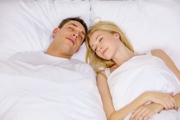 Sticker - happy couple sleeping in bed