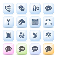 Canvas Print - Communication icons on color buttons.