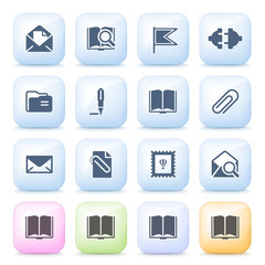 Poster - Email icons on color buttons.