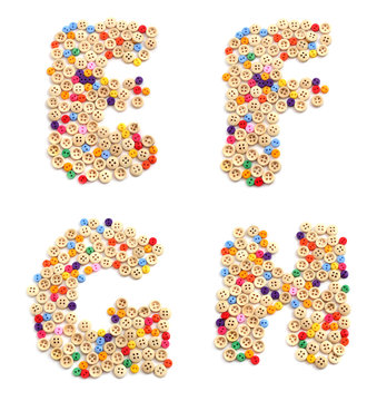 The alphabet from multi-colored buttons