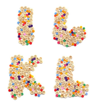 The alphabet from multi-colored buttons