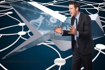Poster - Composite image of stressed businessman gesturing