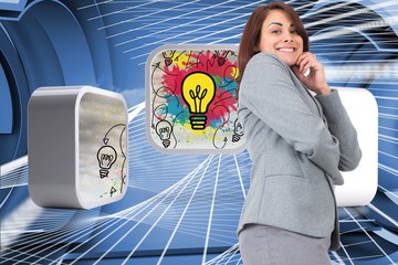 Poster - Composite image of smiling thoughtful businesswoman