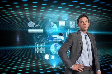 Poster - Composite image of serious businessman with hand on hip