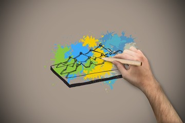 Poster - Composite image of hand holding a pencil