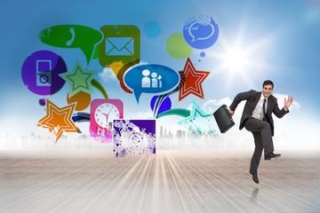Poster - Composite image of happy businessman in a hury