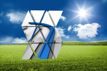 Poster - Composite image of blue arrow on abstract screen