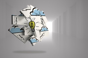 Poster - Composite image of light bulb on abstract screen