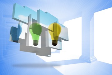 Poster - Composite image of light bulbs on abstract screen